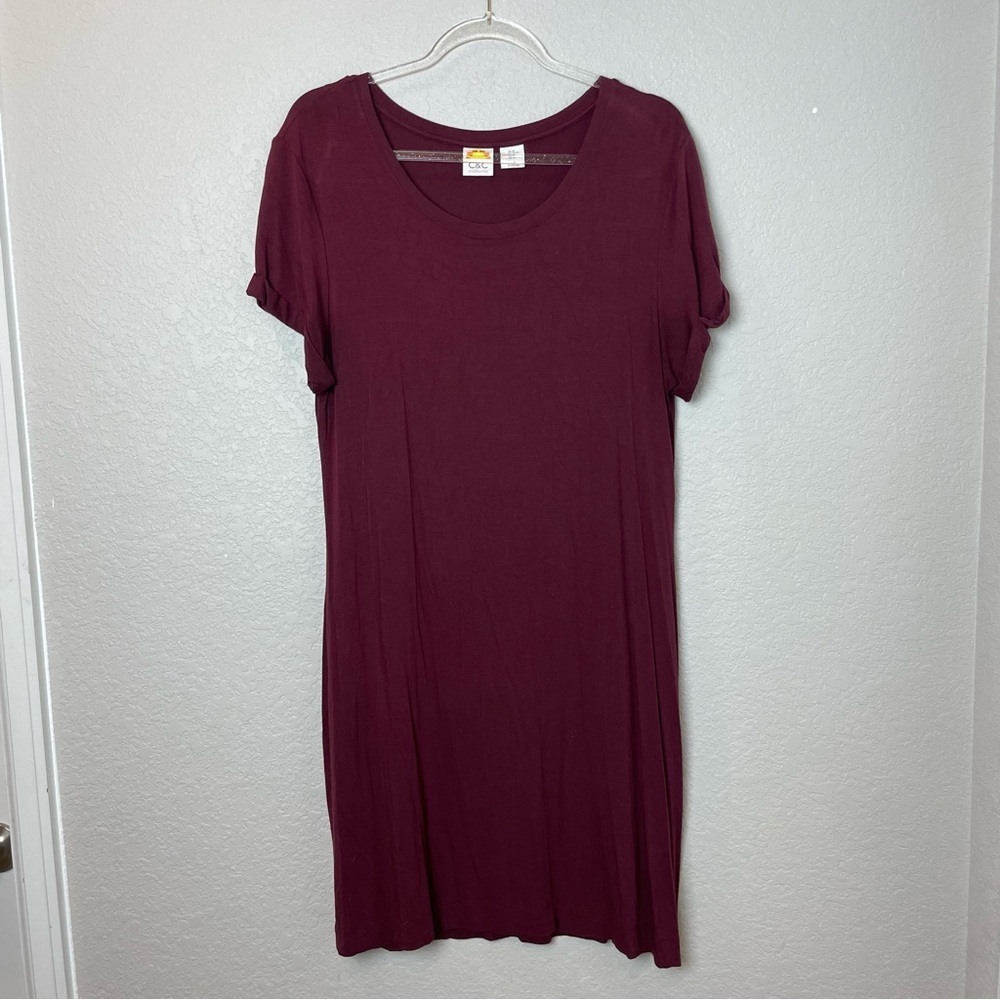 C&C CALIFORNIA Women's Burgundy Casual Tshirt Dress Size XL